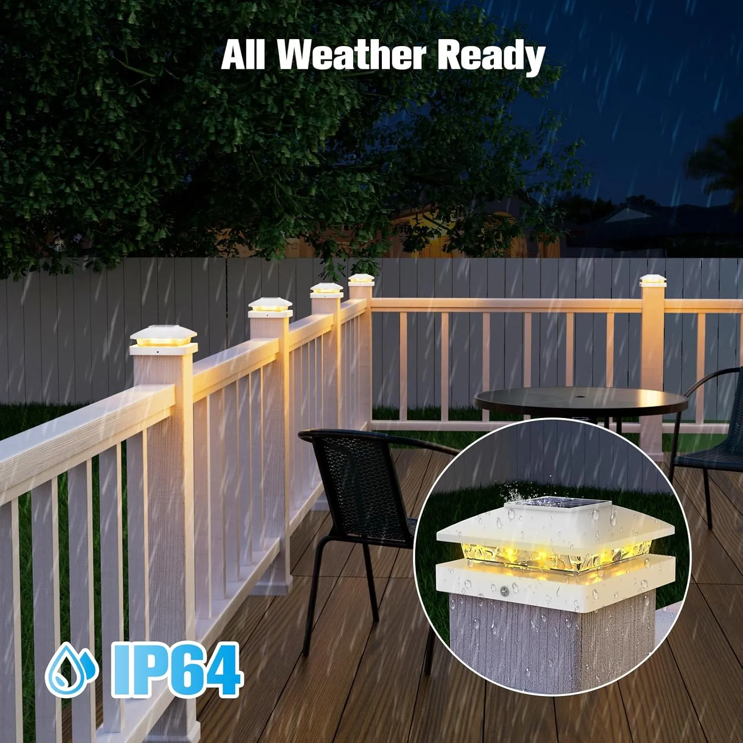 VOLISUN 4x4 Solar Post Cap Light 16pack,Solar Fence - Post Lights Outdoor Waterproof for Wooden/Vinyl,White Deck Cap Light Solar Powered with Warm White for Garden/Patio/Porch