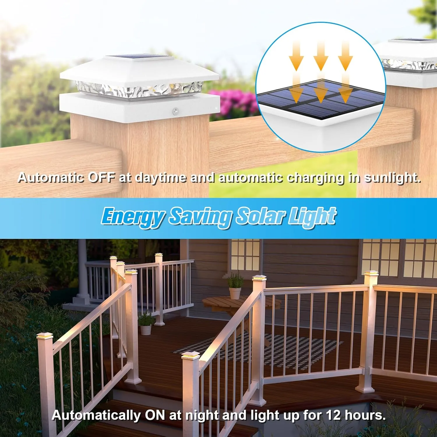 VOLISUN 4x4 Solar Post Cap Light 16pack,Solar Fence - Post Lights Outdoor Waterproof for Wooden/Vinyl,White Deck Cap Light Solar Powered with Warm White for Garden/Patio/Porch