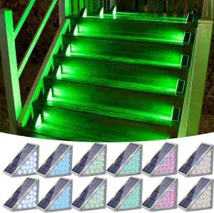 VOLISUN Solar Stair Lights 12 Pack, 7 Fixed Colors, Solar Step Lights Outdoor Waterproof IP67, LED Outdoor Step Light, Deck Light Outdoor Decor for Garden Stair, Front Step, Porch and Patio