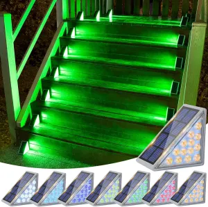 VOLISUN Solar Stair Lights 8 Pack, 7 Fixed Colors, Solar Step Lights Outdoor Waterproof IP67, LED Outdoor Step Light, Deck Light Outdoor Decor for Garden Stair, Front Step, Porch and Patio