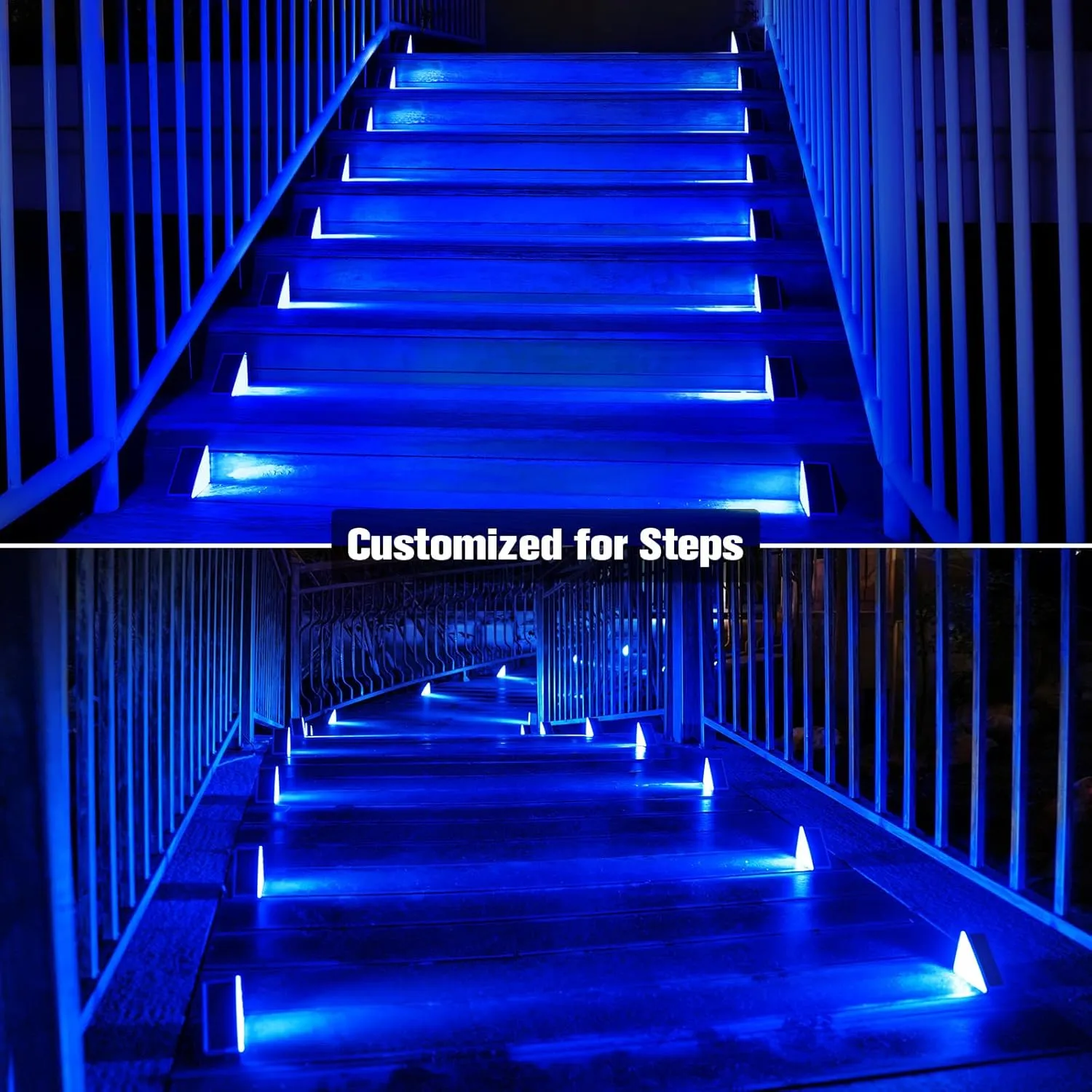VOLISUN Solar Stair Lights 8 Pack, Solar Step Lights Outdoor Waterproof IP67, LED Outdoor Step Light,Outdoor Light Decor for Garden Stair, Deck, Front Step and Front Porch（Blue Lighting）