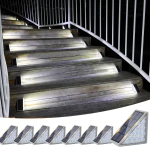 VOLISUN Solar Stair Lights 8 Pack, Solar Step Lights Waterproof IP67, Outdoor Step Light with 13 LEDs, Outdoor Lighting Decor for Yard Stair, Patio, Front Step, Front Porch and Deck(Cool White)