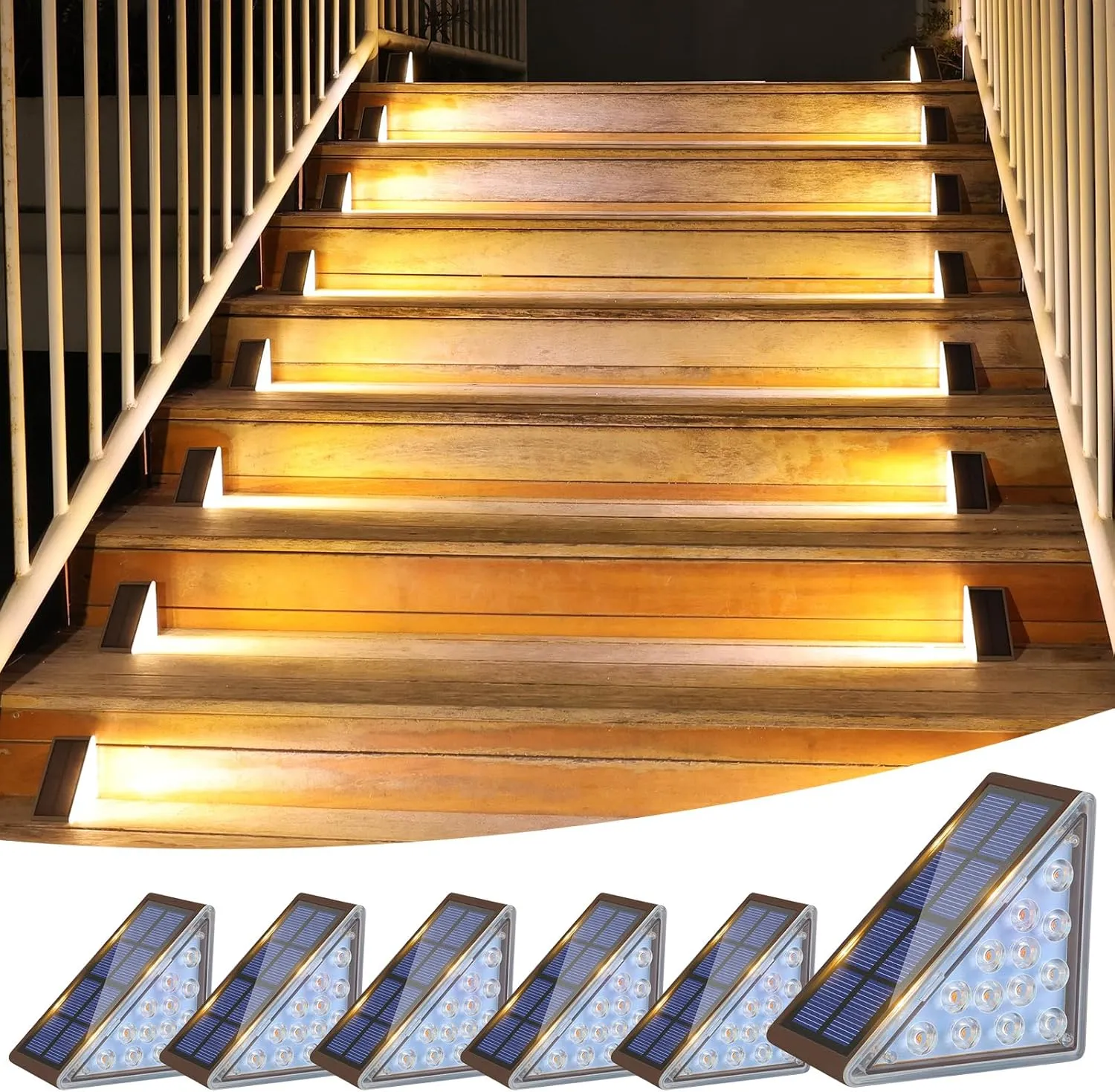 VOLISUN Solar Step Lights Outdoor Waterproof, LED Outdoor Stair Lights, Solar Step Light for Outside, Deck Light Decor for Stair,Front Porch and Patio(Brown,6 Pack)