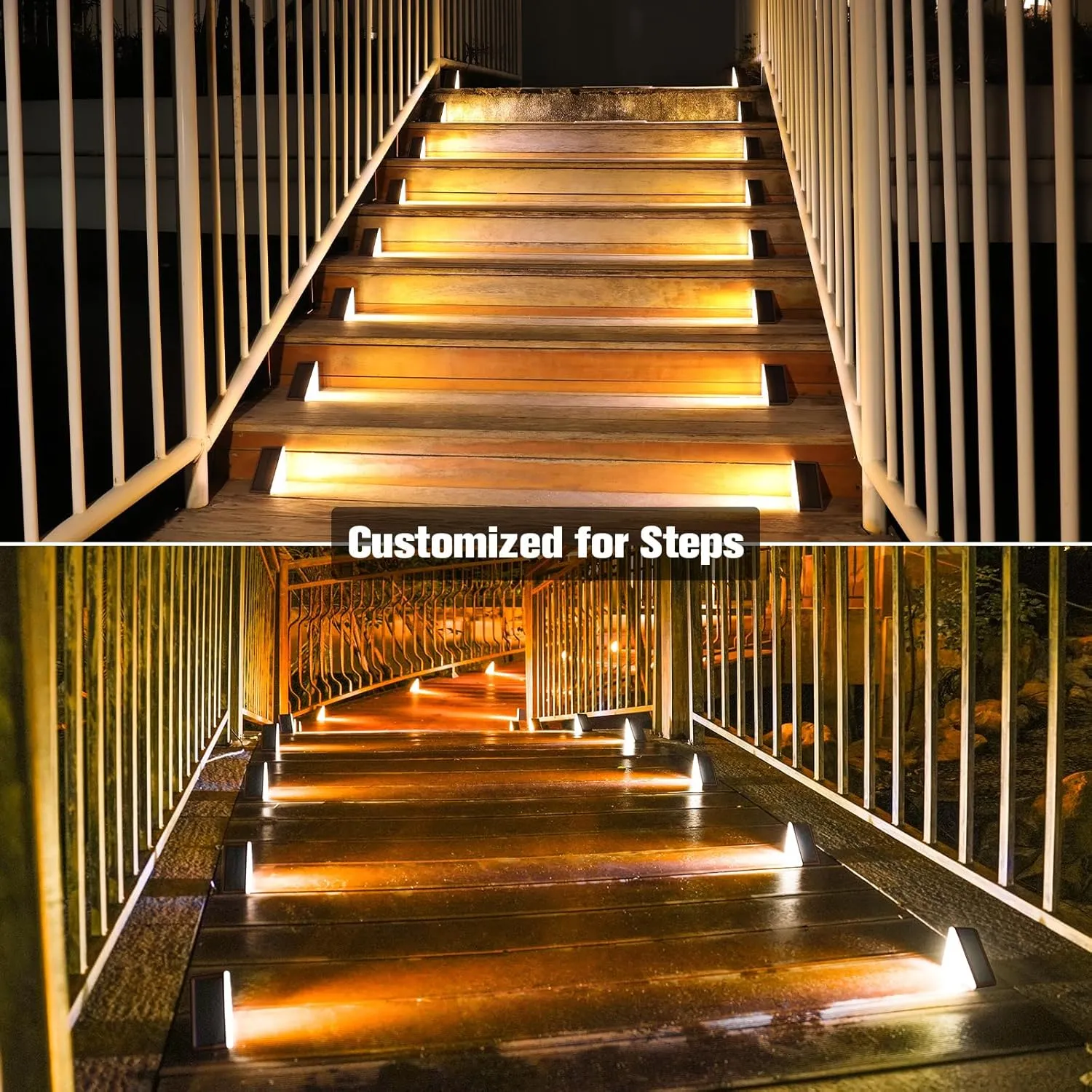 VOLISUN Solar Step Lights Outdoor Waterproof, LED Outdoor Stair Lights, Solar Step Light for Outside, Deck Light Decor for Stair,Front Porch and Patio(Brown,6 Pack)