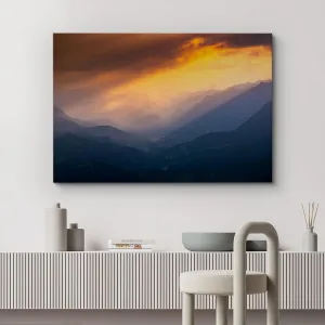 wall26 Canvas Print Wall Art Golden Light Over Mountain Valleys Photography Realism Scenic Landscape Modern Relax/Calm Colorful for Living Room, Bedroom, Office - 32"x48"