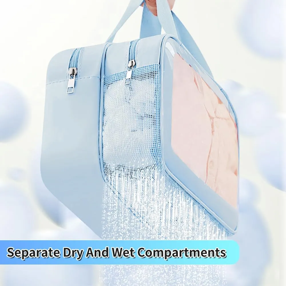 Wash Bag for Women & Men - Large Capacity Travel Toiletry Bag with Matte Translucent Window & Wet/Dry Pockets, Waterproof & Portable Organizer for Cosmetics,Gym & Shower Essentials