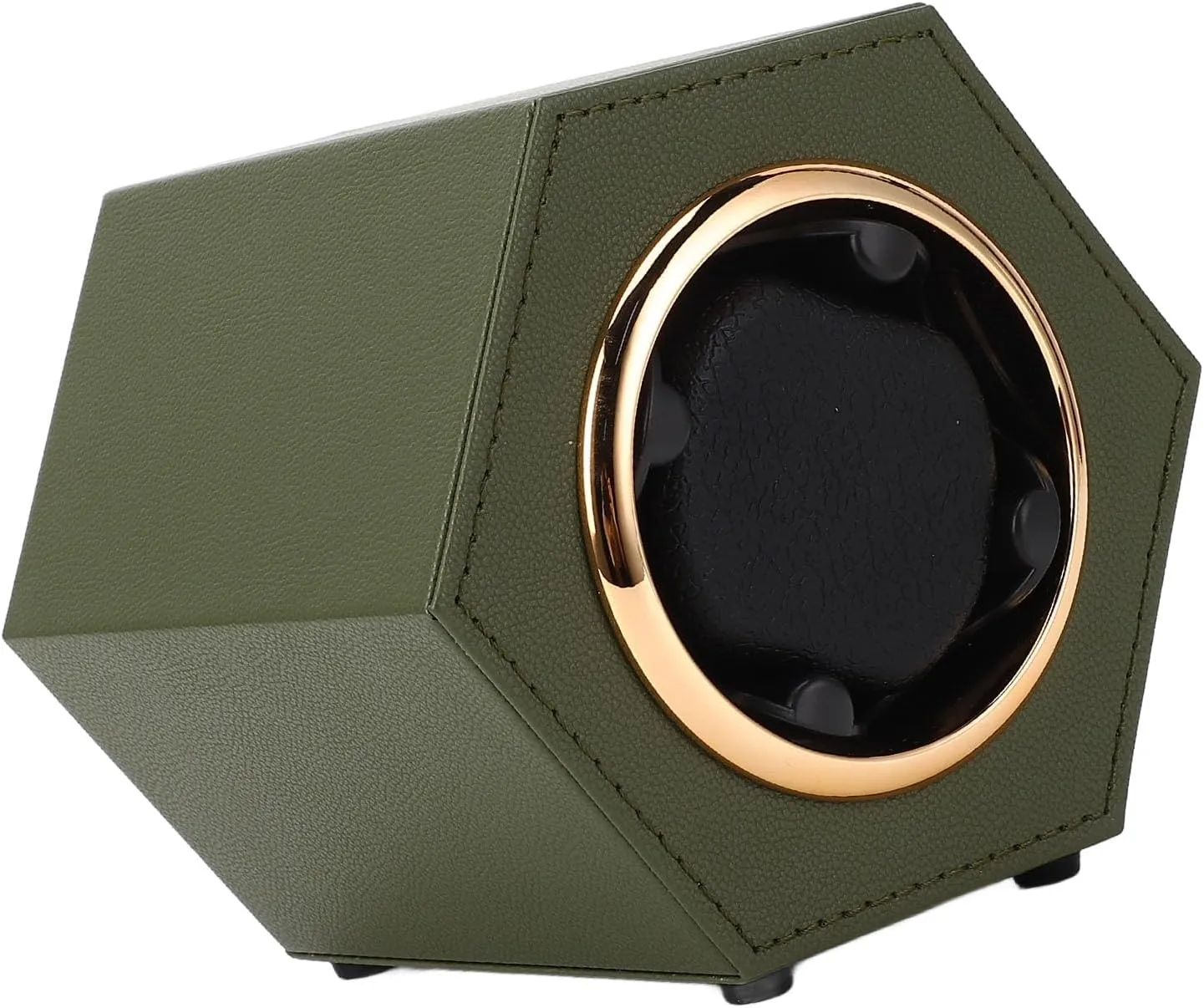 Watch Winding Box, Compact Hex Shaped Watch Winder Kit for Home Shop (Army Green W147D)