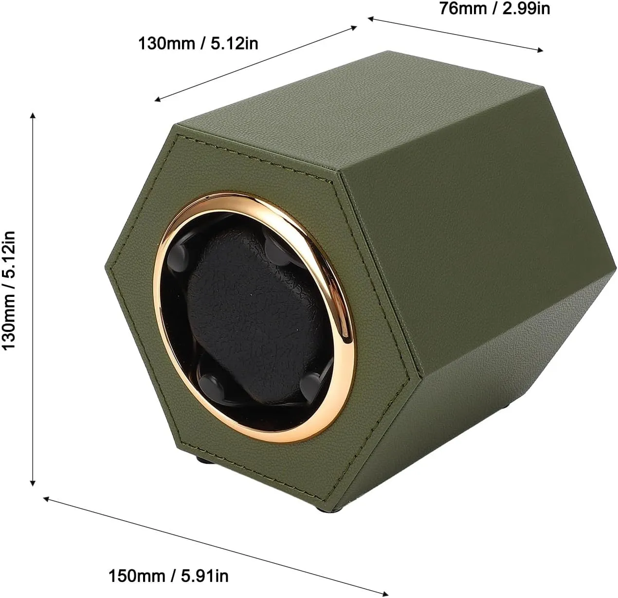 Watch Winding Box, Compact Hex Shaped Watch Winder Kit for Home Shop (Army Green W147D)