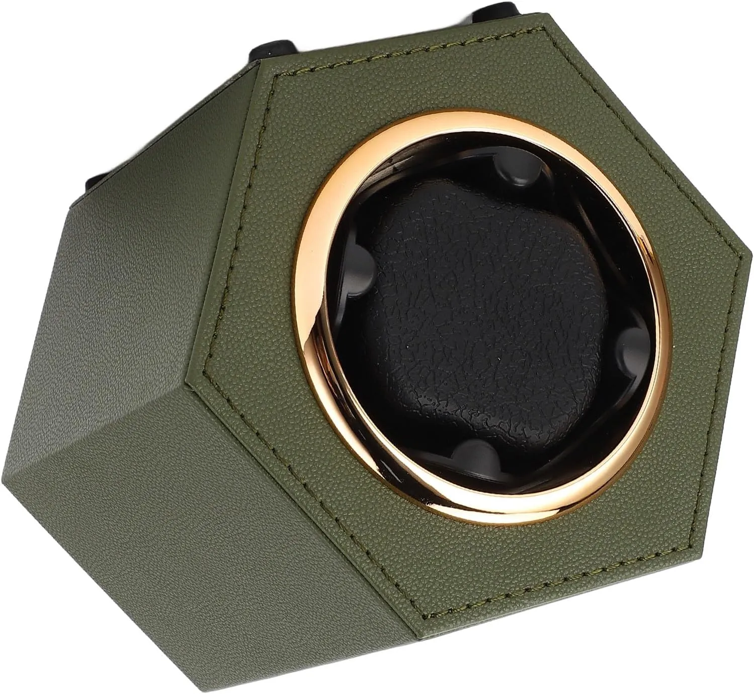 Watch Winding Box, Compact Hex Shaped Watch Winder Kit for Home Shop (Army Green W147D)