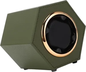 Watch Winding Box, Compact Hex Shaped Watch Winder Kit for Home Shop (Army Green W147D)