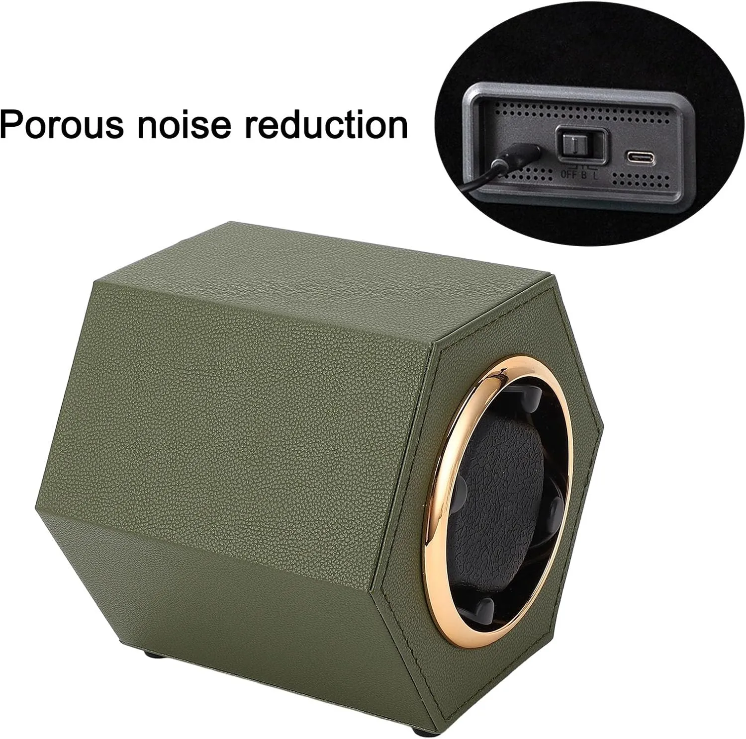 Watch Winding Box, Compact Hex Shaped Watch Winder Kit for Home Shop (Army Green W147D)