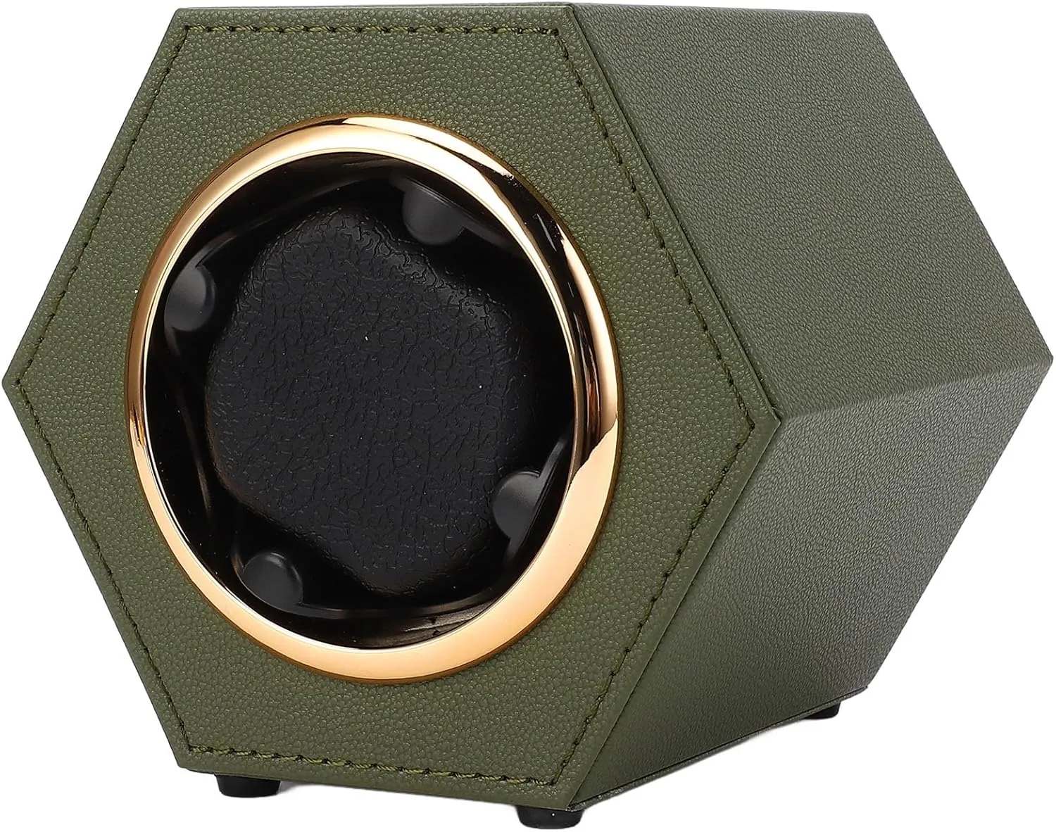 Watch Winding Box, Compact Hex Shaped Watch Winder Kit for Home Shop (Army Green W147D)