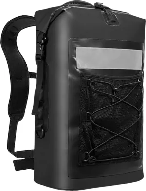 Waterproof Backpack 35 L PVC Lightweight Front Mesh Pocket Dry Bag for Kayaking, Travel, Hiking, Boating,Black