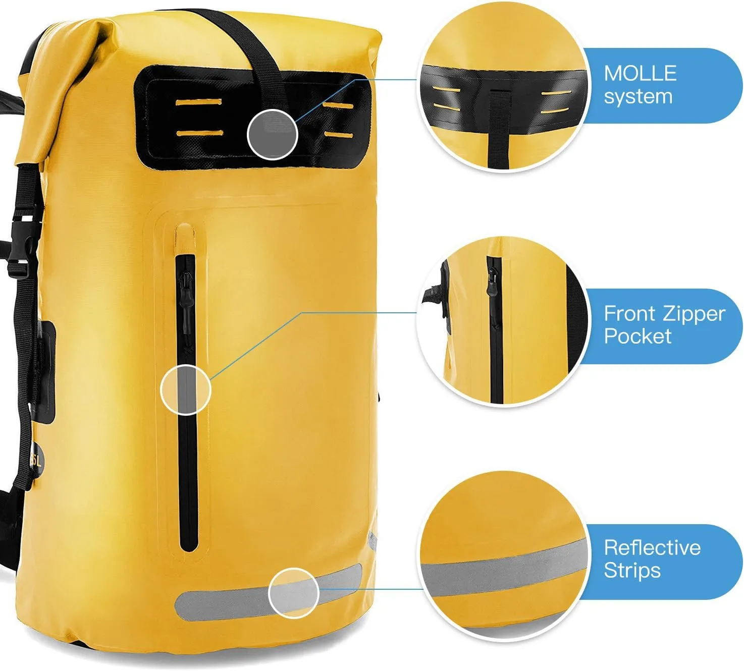 Waterproof Backpack Heavy Duty Roll-Top Dry Bag for Kayaking Rafting Boating