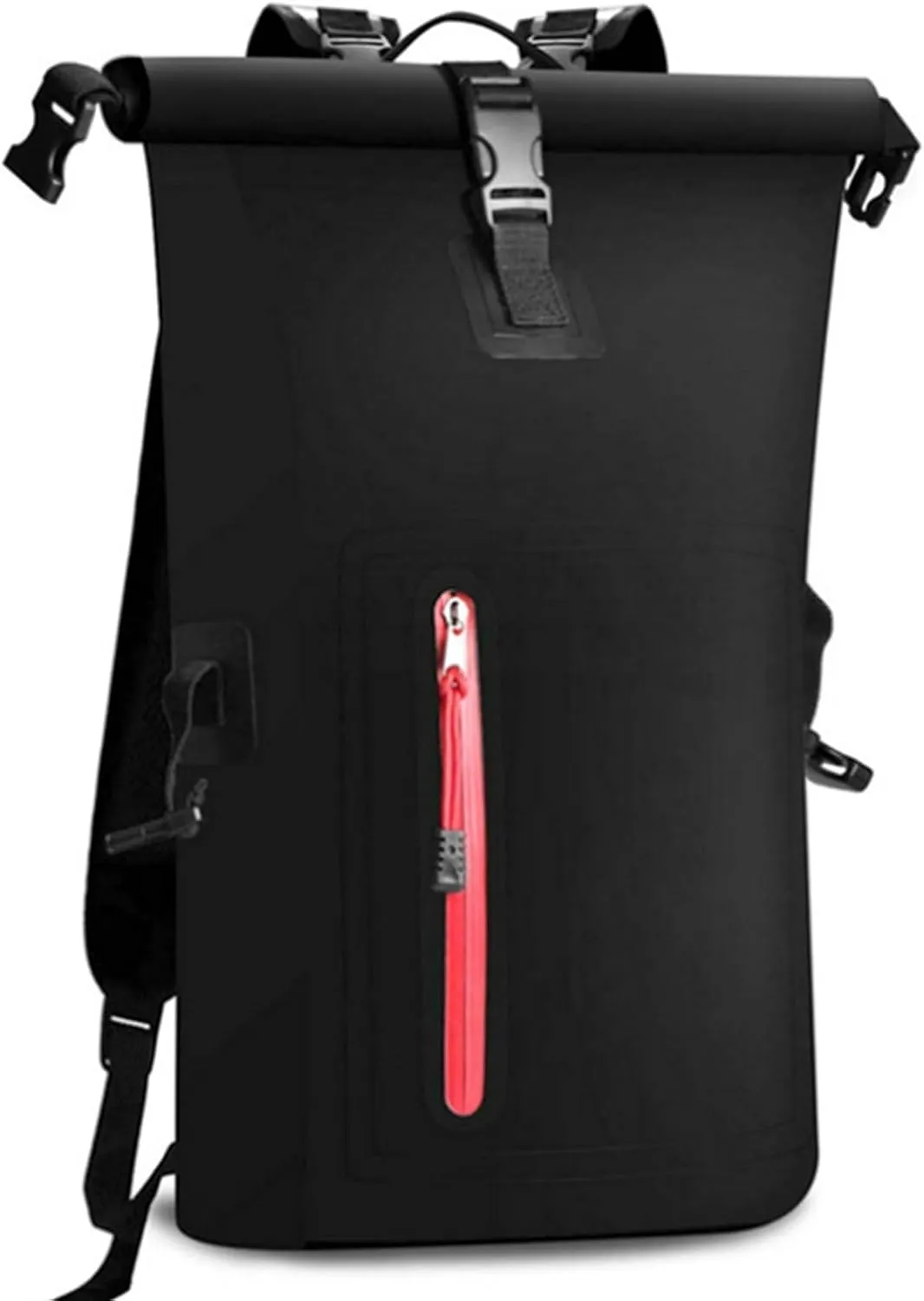 Waterproof Backpack, Roll-Top Dry Bag Waterproof Backpack Heavy Duty Roll-Top Closure Swim Bag with Front-Zipper Pocket
