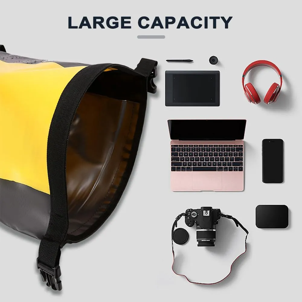 Waterproof Backpack, Roll-Top Dry Bag Waterproof Backpack Heavy Duty Roll-Top Closure Swim Bag with Front-Zipper Pocket