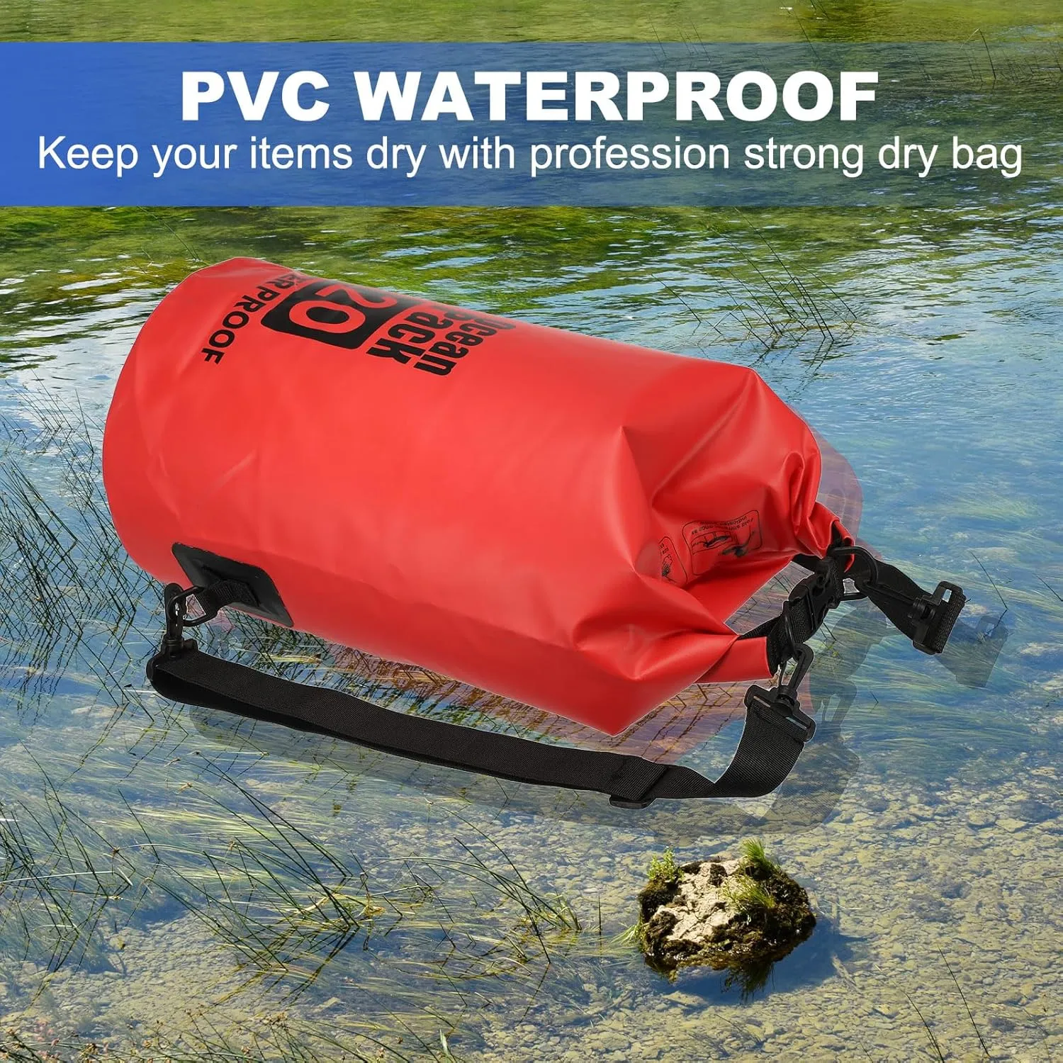 Waterproof Dry Bag, 10L Fit for Women Men Water Proof Bags Lightweight Dry Storage Floating Backpack with Whistle for Travel Backpacking Boating Kayaking Camping (Gray)