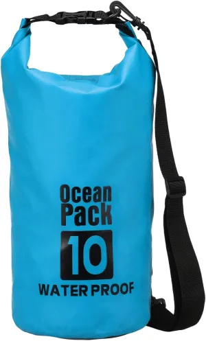 Waterproof Dry Bag, 10L Fit for Women Men Water Proof Bags Lightweight Dry Storage Floating Backpack with Whistle for Travel Backpacking Boating Kayaking (Lake Blue)