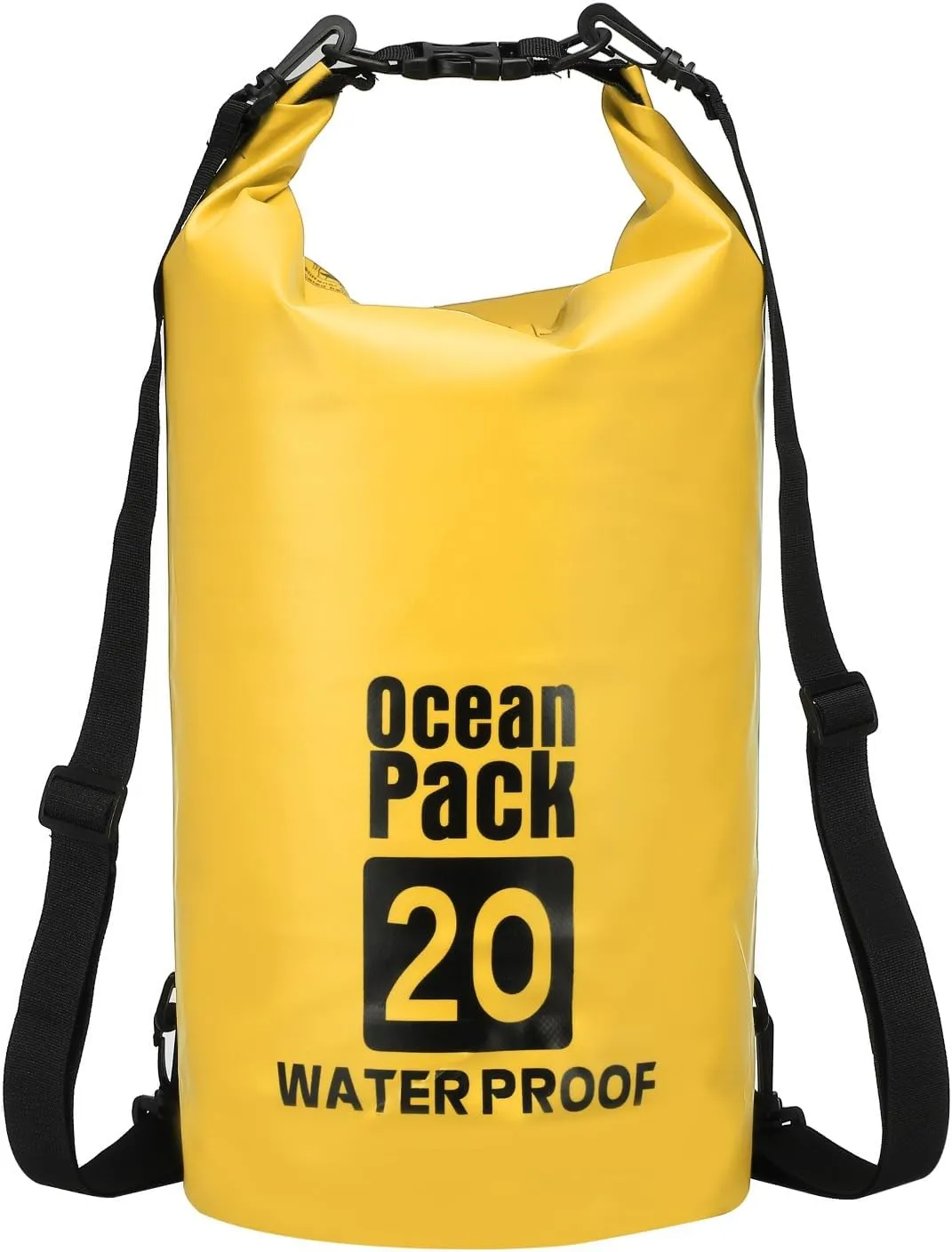 Waterproof Dry Bag, 20L Fit for Women Men Water Proof Bags Lightweight Dry Storage Floating Backpack with Whistle for Travel Backpacking Boating Kayaking Camping (Yellow)