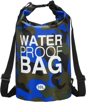 Waterproof Dry Bag, 30L Fit for Women Men Water Proof Bags Lightweight Dry Storage Floating Backpack with Whistle for Travel Boating Kayaking (Dark Blue Camouflage)