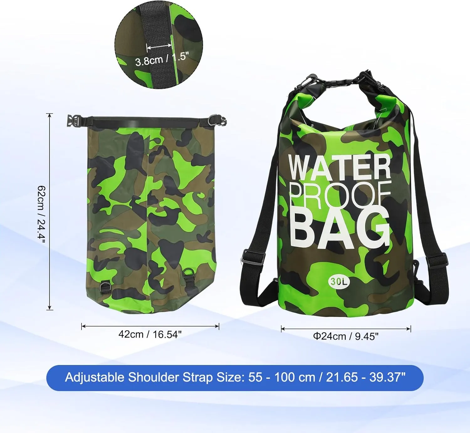 Waterproof Dry Bag, 30L Fit for Women Men Water Proof Bags Lightweight Dry Storage Floating Backpack with Whistle for Travel Boating Kayaking (Green Camouflage)