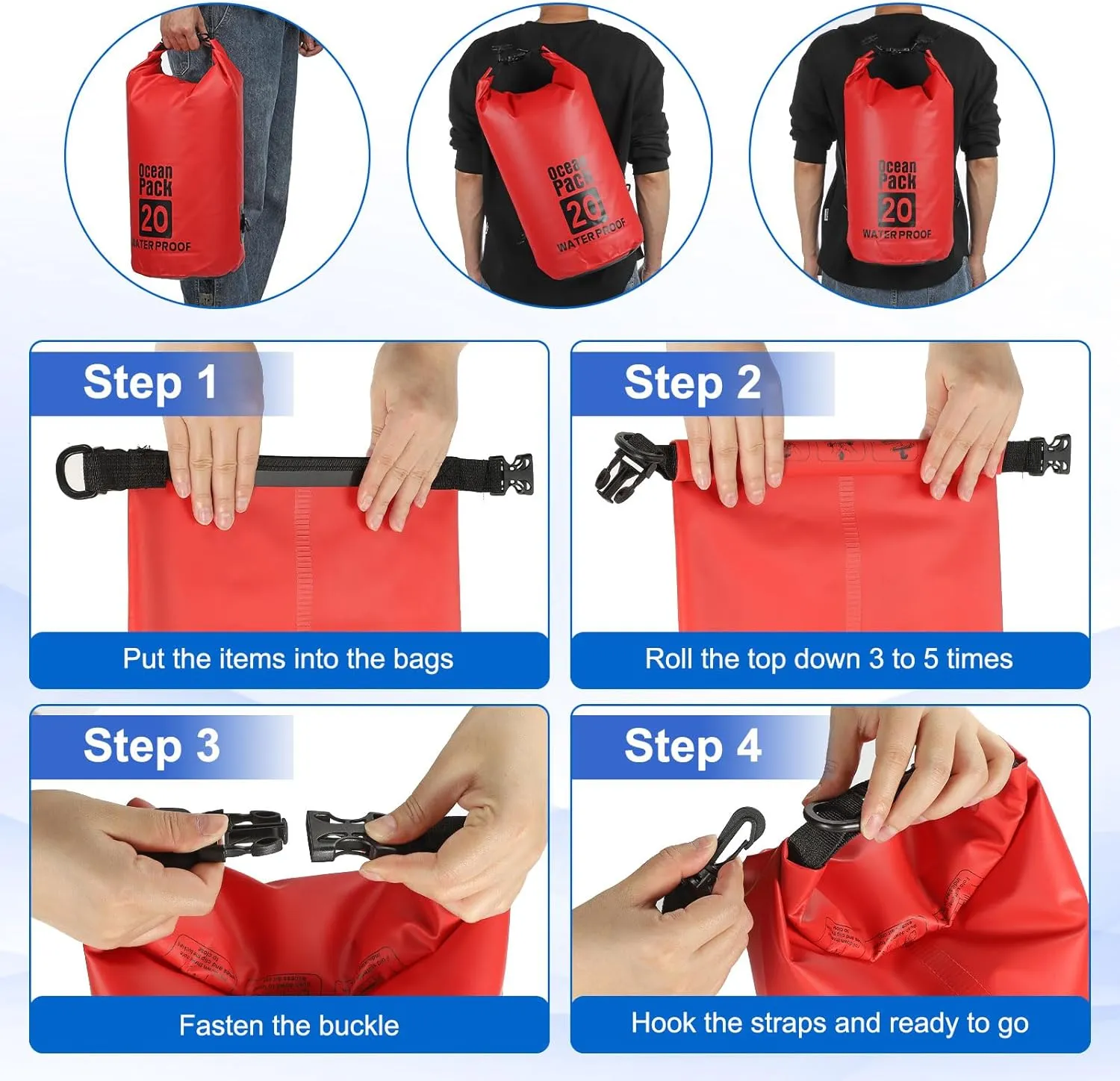 Waterproof Dry Bag, 30L Fit for Women Men Water Proof Bags Lightweight Dry Storage Floating Backpack with Whistle for Travel Boating Kayaking (Orange Camouflage)
