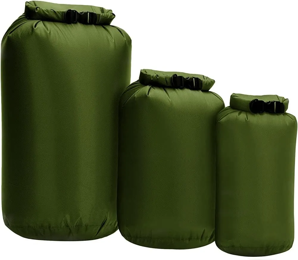 Waterproof Dry Bag 8L/40L/70L, 3-Pack Dry Sack, Lightweight Outdoor Dry Bags Travel Duffel Bags Roll Top Sack for Kayaking, Boating, Swimming, Camping, Hiking, Fishing (Green)
