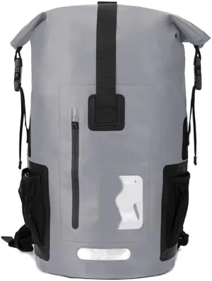Waterproof Dry Bag Backpack with Phone Case, Roll Top Storage Bag for Travel, Swimming, Boating, Kayaking, Beach (Gray, 55L)
