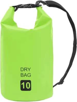 Waterproof Dry Bag for Outdoor Activities, 2.6 Gallon, Durable PVC, Adjustable Straps, Green and Black