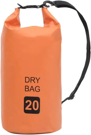 Waterproof Dry Bag in Orange and Black, 5.3 Gallon Capacity, Durable PVC Material, Lightweight Design for Outdoor Activities