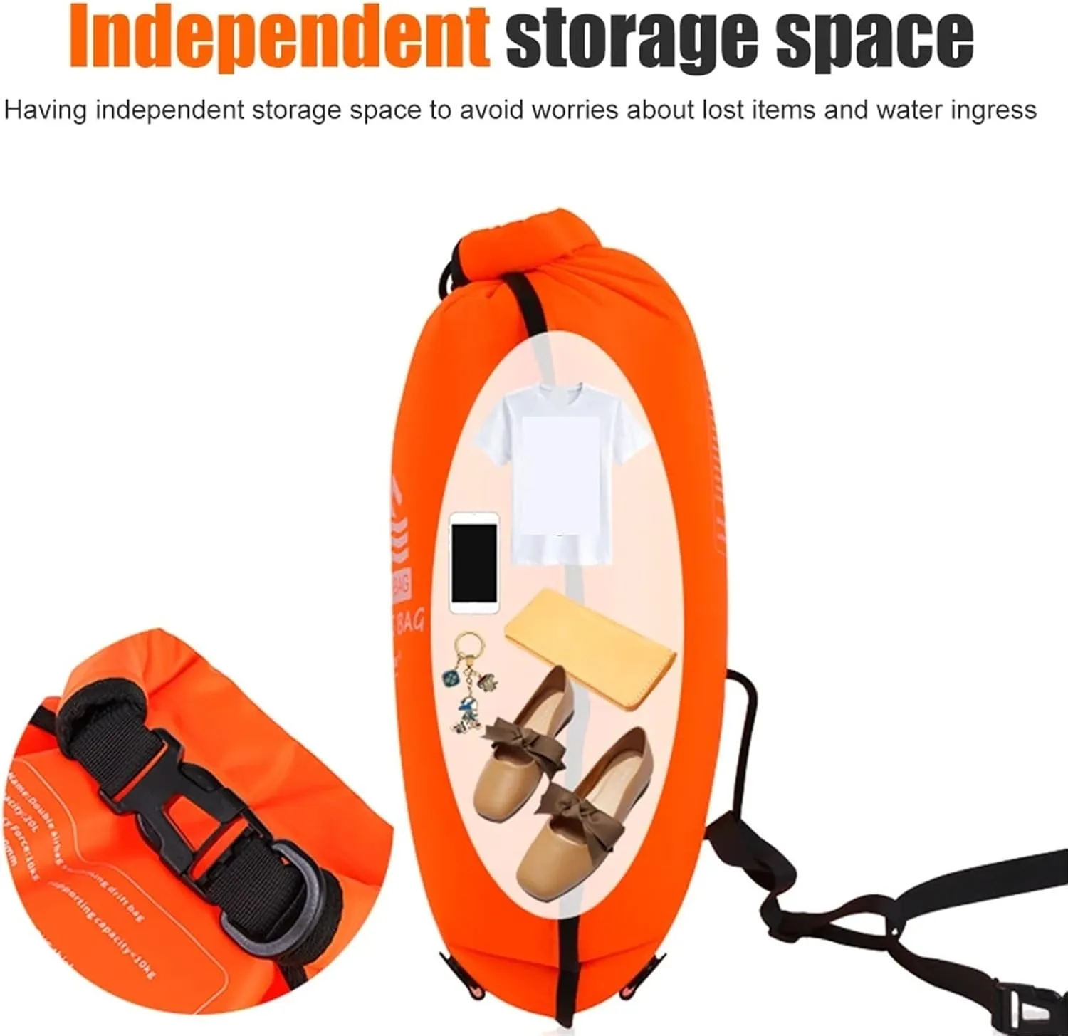 Waterproof Dry Bag Inflatable Open Swimming Buoy Tow Float Dry Bag with Waist Belt for Boating Rafting Swimming Bucket Water Sport Safety Bag for Swimming,Boating(Green-15L)