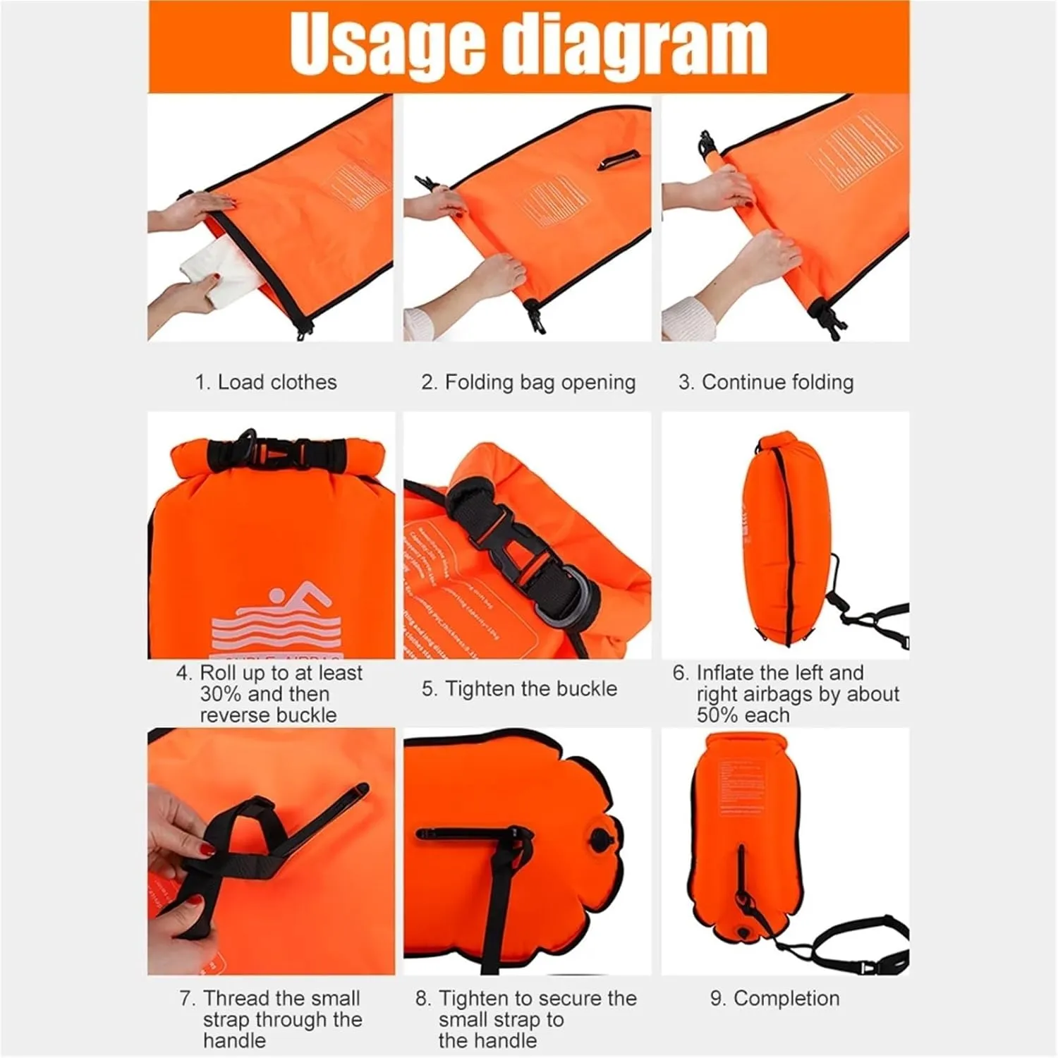 Waterproof Dry Bag Inflatable Open Swimming Buoy Tow Float Dry Bag with Waist Belt for Boating Rafting Swimming Bucket Water Sport Safety Bag for Swimming,Boating(Green-15L)