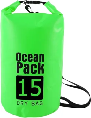Waterproof Dry Bag Inflatable Open Swimming Buoy Tow Float Dry Bag with Waist Belt for Boating Rafting Swimming Bucket Water Sport Safety Bag for Swimming,Boating(Green-15L)