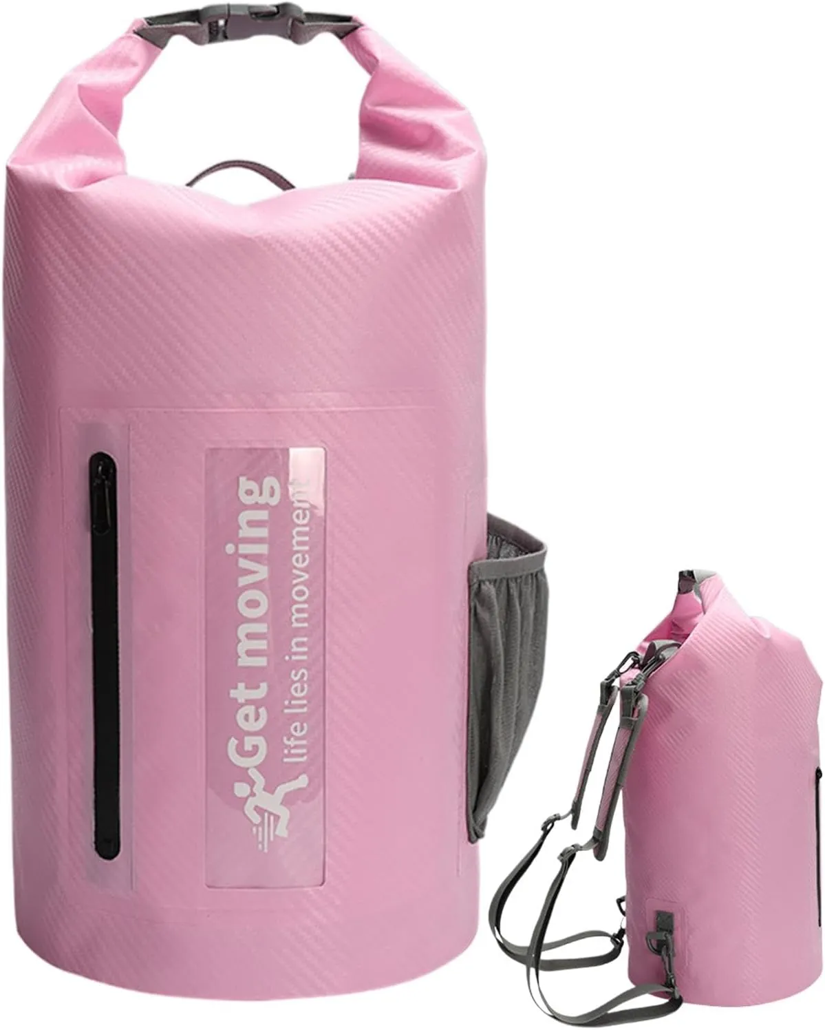 Waterproof Dry Bag - Kayak Dry Bag Swim Bag | Marine Dry Bags Shoulder Bag, Waterproof Bag Carbon Fiber Swim Backpack for Swimming, Camping, Hiking, Light Pink, Refer to description, Unisex