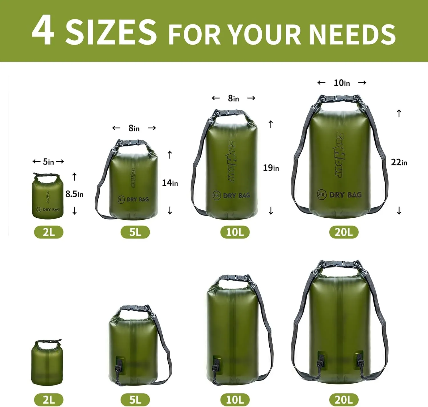 Waterproof Dry Bag - Roll Top Transparent Storage Bag,2L/5L/10L/20L,Suitable for Traveling, Swimming, Kayaking, Camping, Fishing, Rainy Day Trips