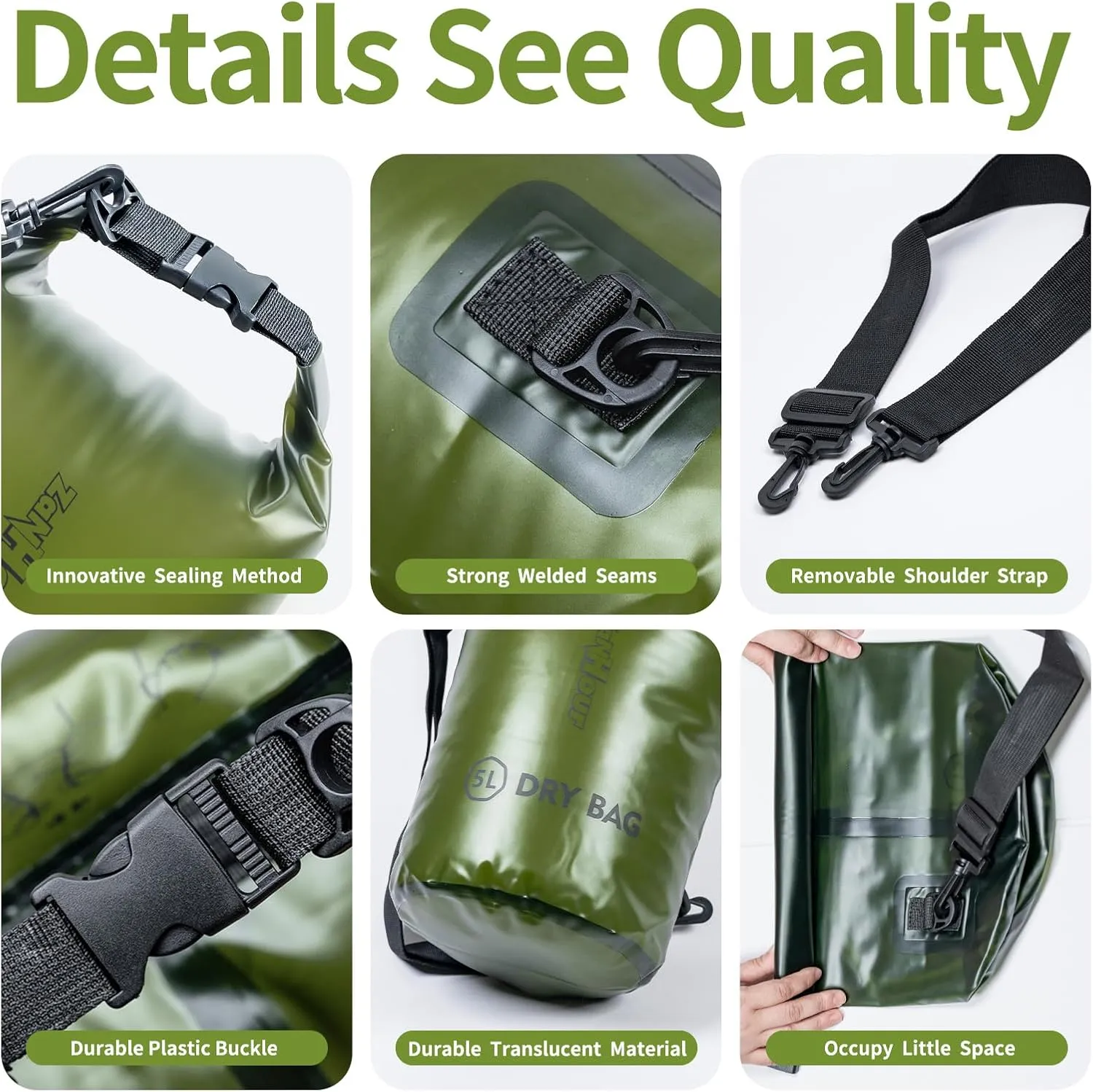 Waterproof Dry Bag - Roll Top Transparent Storage Bag,2L/5L/10L/20L,Suitable for Traveling, Swimming, Kayaking, Camping, Fishing, Rainy Day Trips