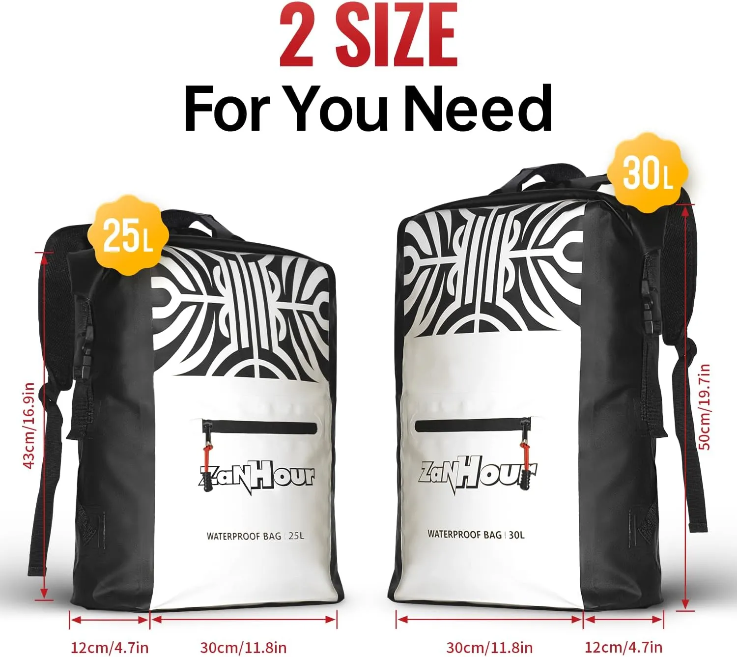 Waterproof Dry Bag with Roll Top - 25L /30L Waterproof Backpack for Kayaking, Swimming, Beach, Hiking
