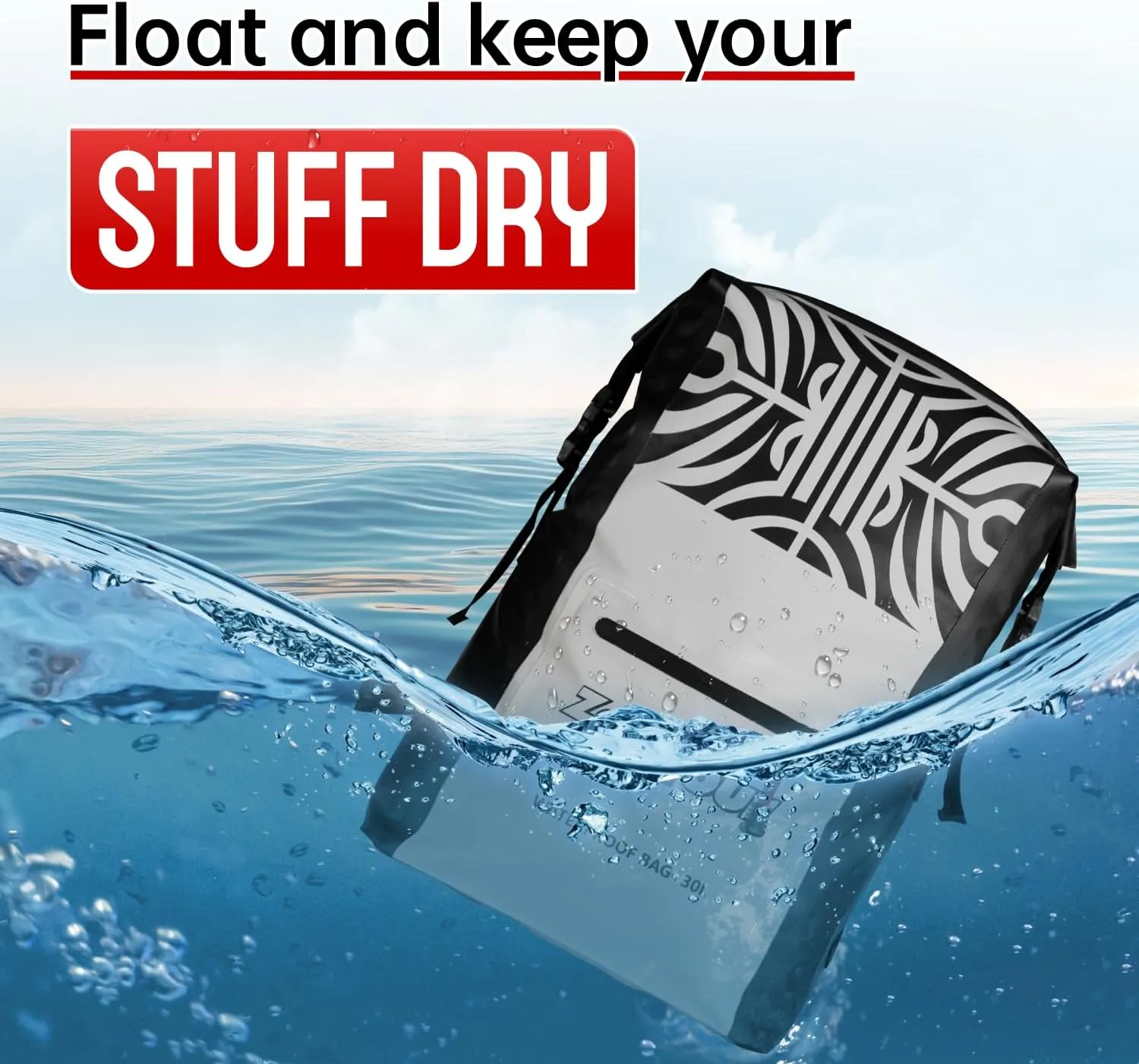 Waterproof Dry Bag with Roll Top - 25L /30L Waterproof Backpack for Kayaking, Swimming, Beach, Hiking