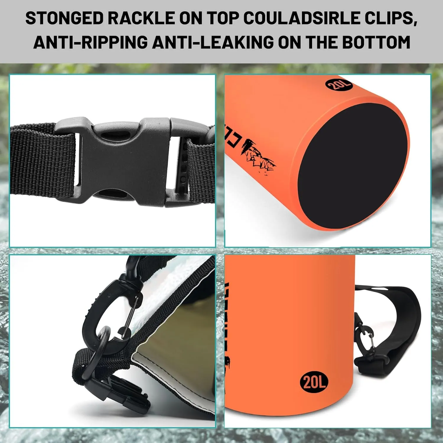 Waterproof Dry Bag,Roll Top Orange Large Waterproof Backpack 2L/5L/10L/20L/30L/40L Floating Lightweight Bags for Kayaking, Boating, Fishing, Swimming Camping with Waterproof Phone Case