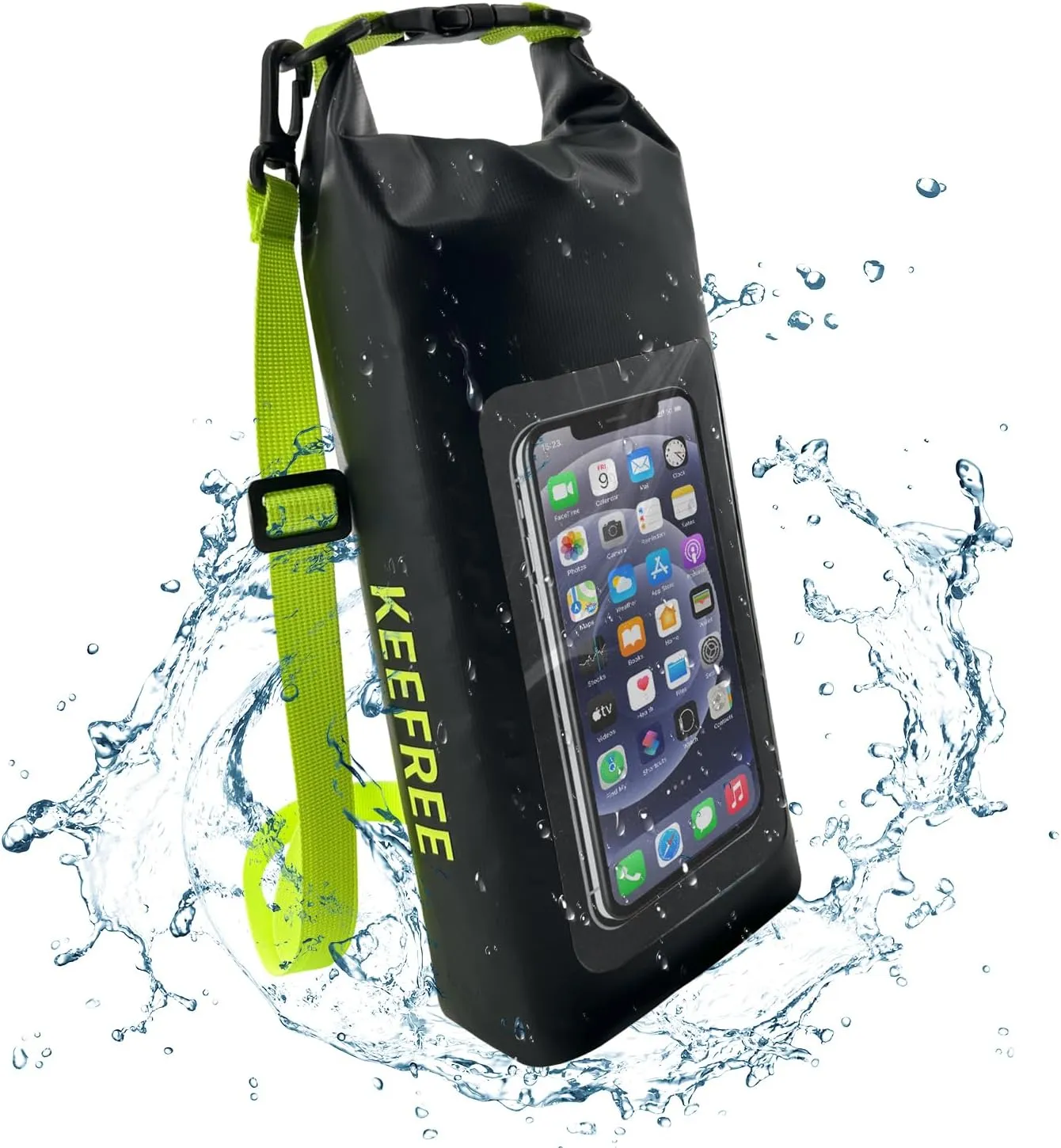 Waterproof Dry Bag,Roll Top Waterproof Backpack Phone Case Pouch for Travel,Kayaking,Rafting,Camping,Surfing,Boating,Hiking,Beach and Fishing (2 L Black Green)