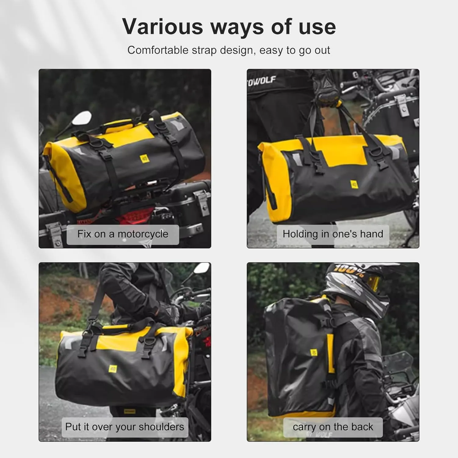Waterproof Duffel Bag，Roll-Top Heavy Duty Dry Duffle Bag，Motorcycle Dry Bag，with Quick-fixed Straps，with Large Storage Space, Perfect for Traveling, Camping, Kayaking, Fishing & Canoeing (green, 66L)