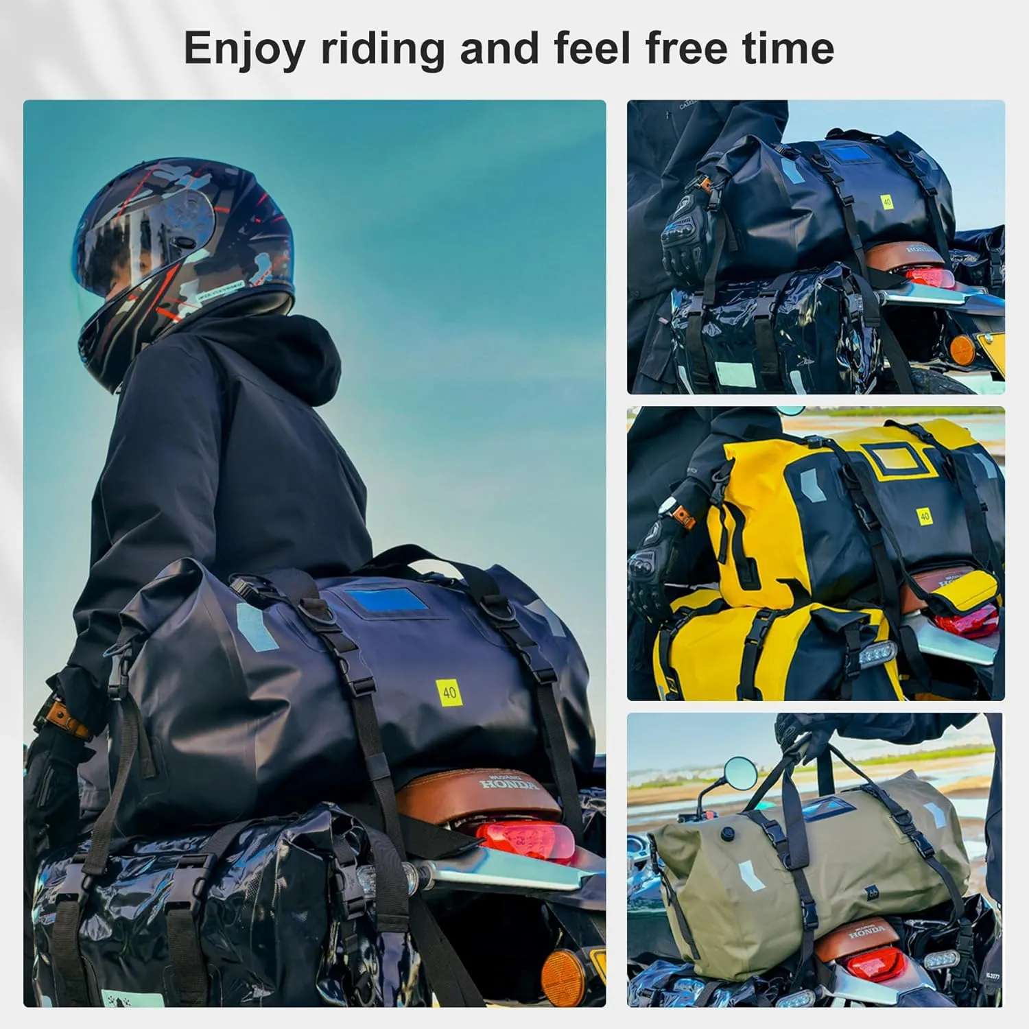 Waterproof Duffel Bag，Roll-Top Heavy Duty Dry Duffle Bag，Motorcycle Dry Bag，with Quick-fixed Straps，with Large Storage Space, Perfect for Traveling, Camping, Kayaking, Fishing & Canoeing (green, 66L)