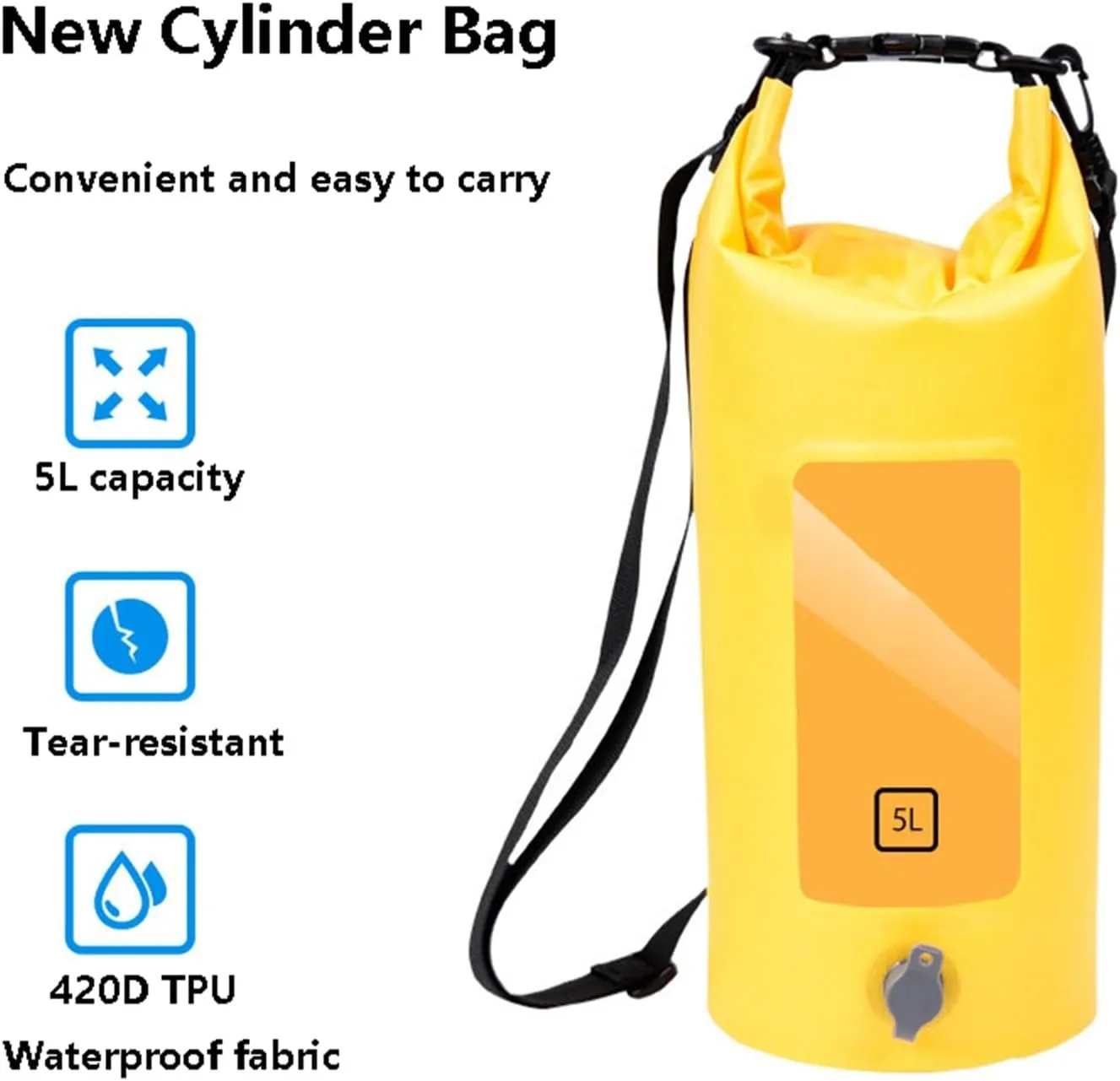 Waterproof Floating Dry Bag for Men Women, 5L Roll Top Sack Keeps Gear Dry with Shoulder Strap for Kayaking Rafting Boating Swimming Camping Hiking Beach Fishing(Orange)