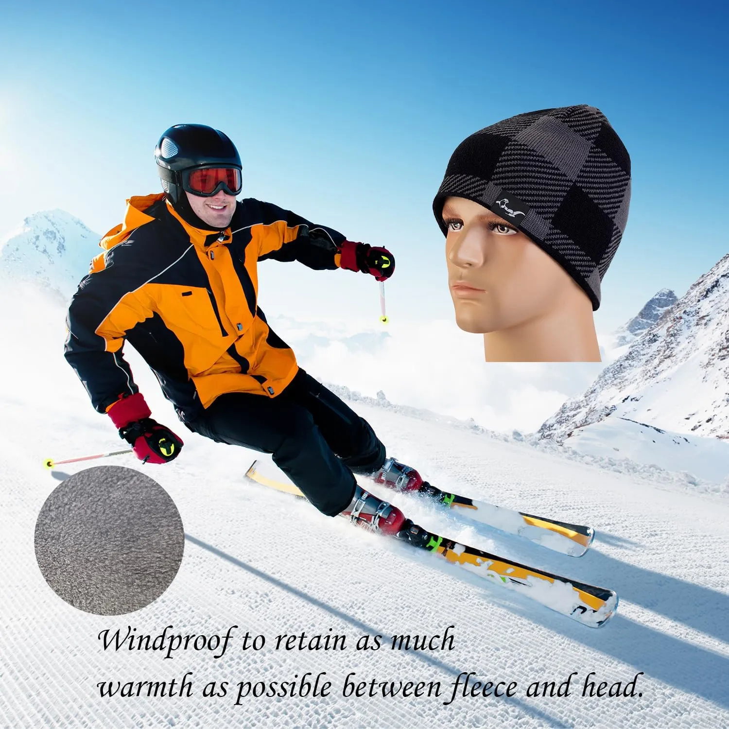 Waterproof, Windproof, Breathable Beanie Hat,Keep Your Head Warm and Completely Dry.