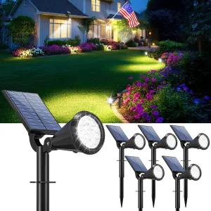 WELALO Solar Spot Lights Outdoor Waterproof for Flag, 6 Pack/4 Modes Landscape Spotlights 180° Adjustable Solar Lights Outdoor for Walkway Pathway Tree Yard Garden Wall Statue Cool White