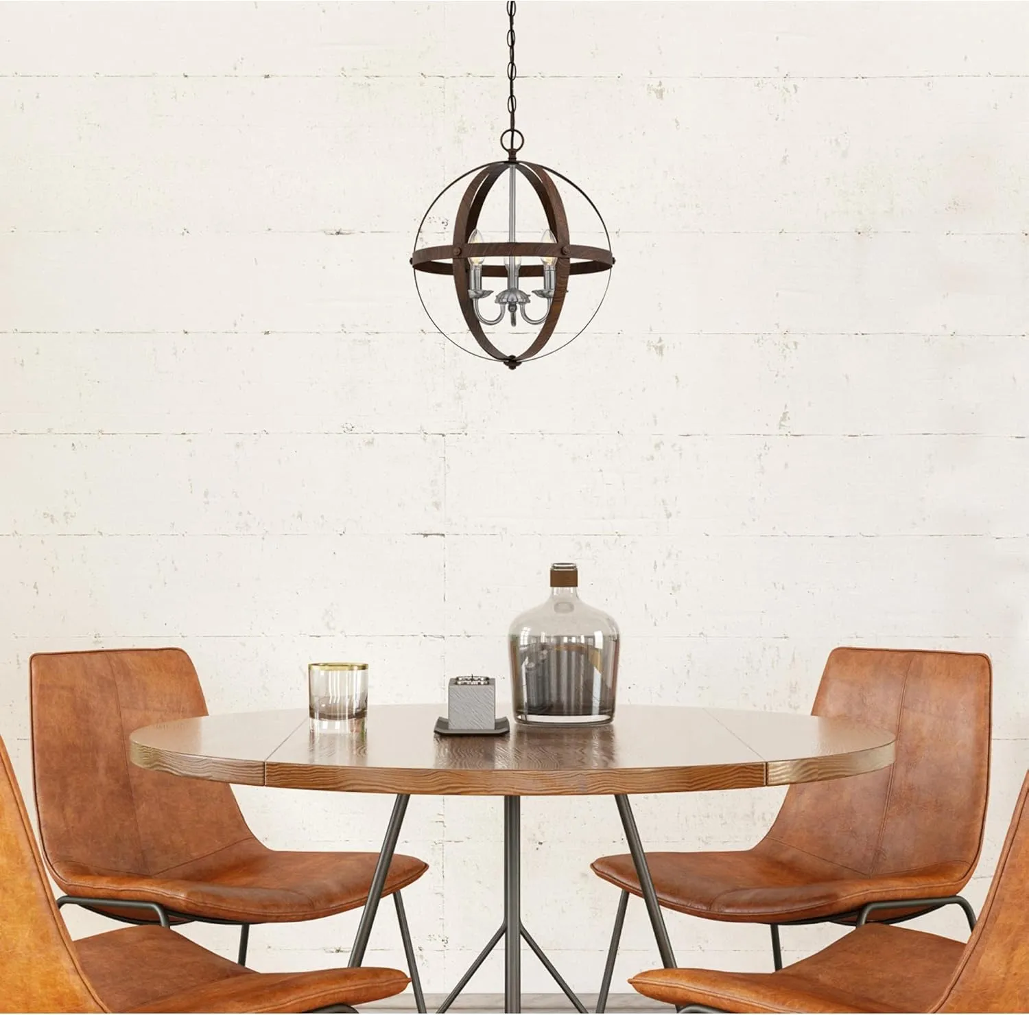 Westinghouse 6116000 Stella Mira Three-Light Pendant, Walnut and Brushed Nickel