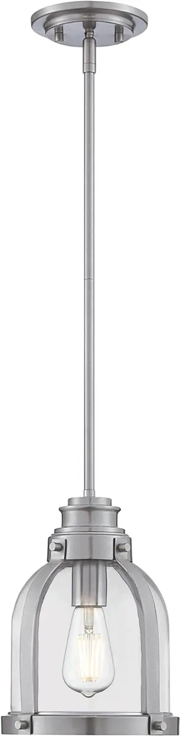 Westinghouse 6117800 Cindy Vintage-Style One-Light Indoor Mini Pendant Light, Brushed Nickel Finish, Clear Glass