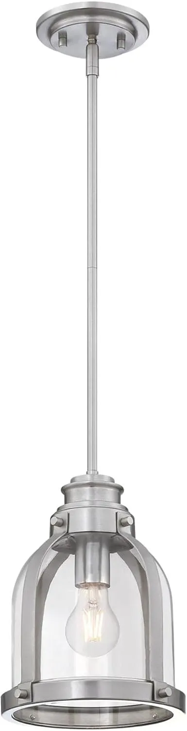 Westinghouse 6117800 Cindy Vintage-Style One-Light Indoor Mini Pendant Light, Brushed Nickel Finish, Clear Glass