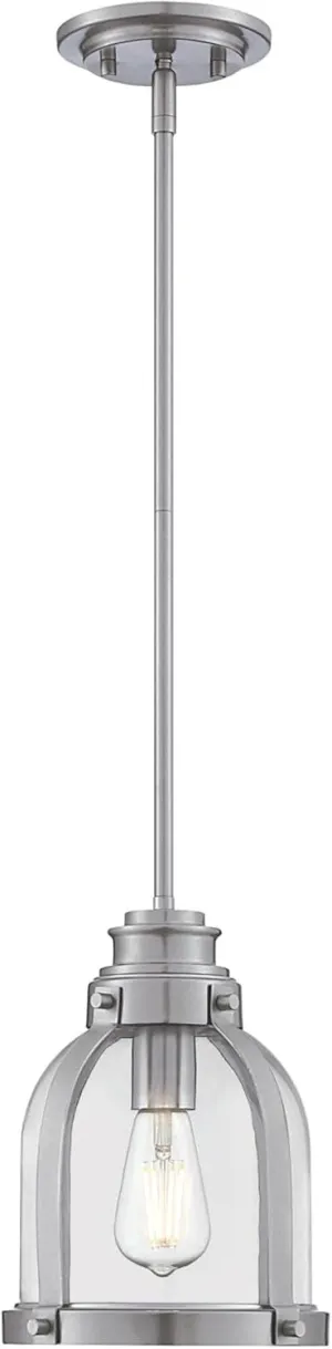 Westinghouse 6117800 Cindy Vintage-Style One-Light Indoor Mini Pendant Light, Brushed Nickel Finish, Clear Glass