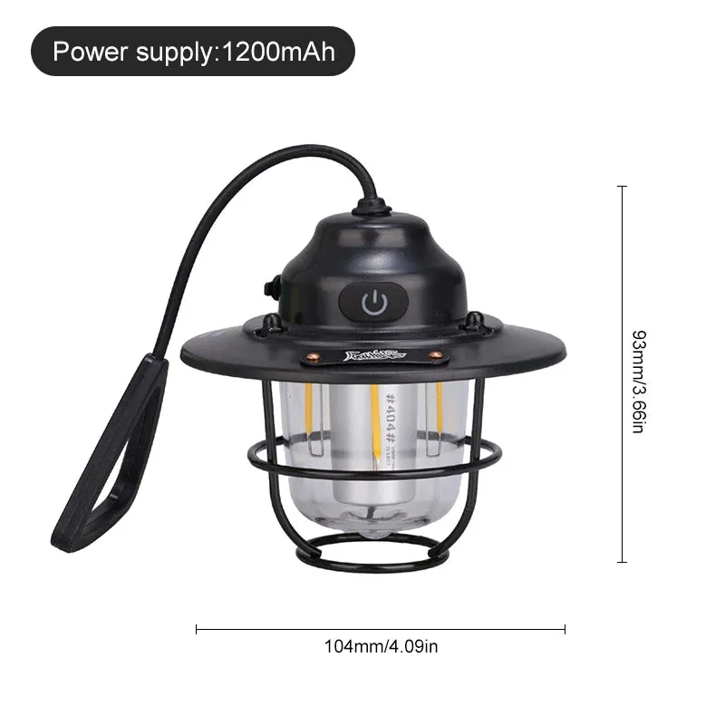 WESTTUNE Portable Camping Lantern – Retro Hanging Waterproof Light with Dimmable 1200mAh Battery